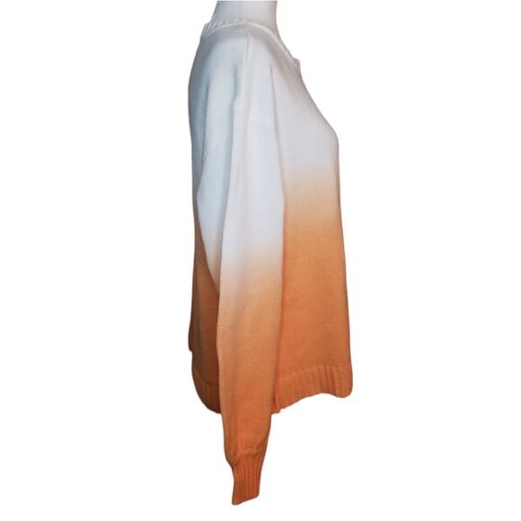 Ella Rafaella Ombre Pullover Sweater Mock Orange White Knit Size XL - Picture 4 of 10